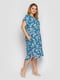 Платье А-силуэта голубое с цветочным принтом | 6052882 | фото 2