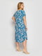 Платье А-силуэта голубое с цветочным принтом | 6052882 | фото 3