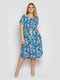 Платье А-силуэта голубое с цветочным принтом | 6052882 | фото 4