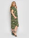 Платье А-силуэта зеленое с цветочным принтом | 6052883 | фото 2