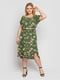 Платье А-силуэта зеленое с цветочным принтом | 6052883 | фото 4