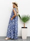 Сукня А-силуету синя з квітковим принтом | 6054642 | фото 2