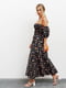 Сукня А-силуету чорна з квітковим принтом | 6054704 | фото 2