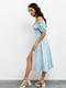 Платье А-силуэта голубое с цветочным принтом | 6054706 | фото 2