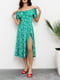 Сукня А-силуету зелена з квітковим принтом | 6054707