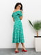 Платье А-силуэта зеленое с цветочным принтом | 6054707 | фото 3