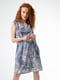 Сукня А-силуету синя з принтом | 6055549 | фото 2