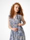 Сукня А-силуету синя з принтом | 6055549 | фото 6