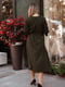 Сукня А-силуету зелена з вишивкою | 6055557 | фото 3