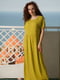 Платье А-силуэта оливкового цвета | 6055560 | фото 6