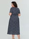 Платье А-силуэта темно-синее с принтом | 6056219 | фото 4