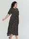 Платье А-силуэта черное с цветочным принтом | 6056225 | фото 4