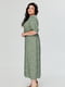 Платье А-силуэта оливковое с цветочным принтом | 6056226 | фото 3