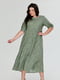 Платье А-силуэта оливковое с цветочным принтом | 6056226 | фото 4