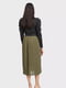 Плиссированная юбка-миди цвета хаки | 6074844 | фото 3