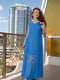 Платье А-силуэта синее с декором | 6075814 | фото 2
