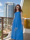Платье А-силуэта синее с декором | 6075814 | фото 3