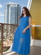 Платье А-силуэта синее с декором | 6075814 | фото 4