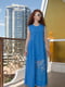 Платье А-силуэта синее с декором | 6075814 | фото 5