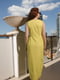 Платье А-силуэта желтое с декором | 6075815 | фото 4