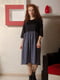 Платье А-силуэта темно-синее в принт | 6075825 | фото 4