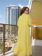 Платье А-силуэта желтое с вышивкой | 6075831 | фото 2