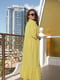 Платье А-силуэта желтое с вышивкой | 6075831 | фото 3