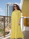 Платье А-силуэта желтое с вышивкой | 6075831 | фото 5