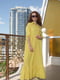Платье А-силуэта желтое с вышивкой | 6075831 | фото 6