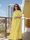 Платье А-силуэта желтое с вышивкой | 6075831 | фото 7