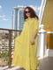 Платье А-силуэта желтое с вышивкой | 6075831 | фото 8