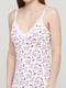 Рубашка ночная молочного цвета с цветочным принтом | 5619029 | фото 3