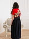 Платье А-силуэта сине-красное в цветочный принт | 6076450 | фото 4