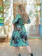 Платье А-силуэта бирюзового цвета в принт | 6076544 | фото 2