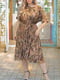 Платье А-силуэта коричневое в принт | 6076553