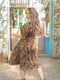Сукня А-силуету коричнева в принт | 6076553 | фото 2