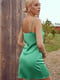 Платье-комбинация зеленое шелковое | 6080137 | фото 6