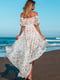 Платье А-силуэта белое с цветочным принтом | 6080214 | фото 3