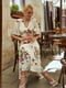 Платье А-силуэта молочного цвета с цветочным принтом | 6080224 | фото 4