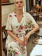 Платье А-силуэта молочного цвета с цветочным принтом | 6080224 | фото 9