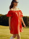 Платье красное с пышными рукавами | 6080338 | фото 5