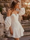 Платье А-силуэта молочного цвета со съемными рукавами | 6080343 | фото 2