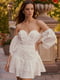 Платье А-силуэта молочного цвета со съемными рукавами | 6080343 | фото 3