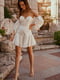 Платье А-силуэта молочного цвета со съемными рукавами | 6080343 | фото 4