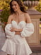 Платье А-силуэта молочного цвета со съемными рукавами | 6080343 | фото 5