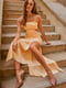 Платье светло-желтое шелковое с разрезами | 6080344 | фото 3
