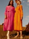 Платье-миди оранжевое с вышивкой | 6080355 | фото 3