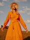 Платье-миди оранжевое с вышивкой | 6080355 | фото 5