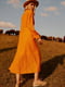 Платье-миди оранжевое с вышивкой | 6080355 | фото 6
