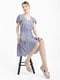 Платье А-силуэта голубое с анималистическим принтом | 6080494 | фото 3